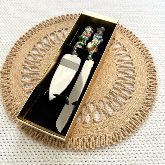 Christopher Radko Birthday Parade Cake Serving Knife Set 2 Clowns Balloons NIB - Picture 1 of 6